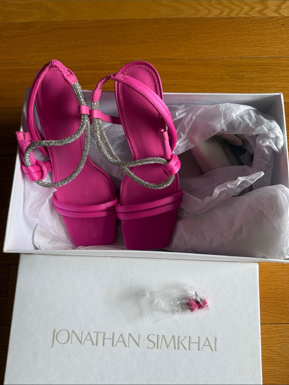 Jonathan Simkhai Hot Pink Crystal-Strap Platform Sandals Size 36